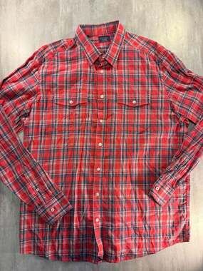 UNTUCKit Red Plaid Long Sleeve Button Down Shirt Size XXL Tall Regular